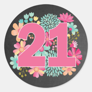 Nummer 21 Party zum 21. Geburtstag Runder Aufkleber
