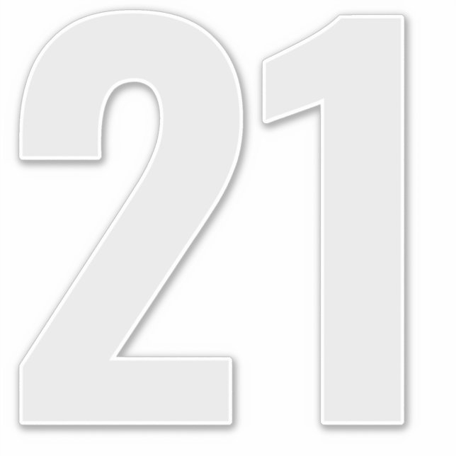 Nummer 21 Silbergraue und weiße Aufkleber (Vorderseite)