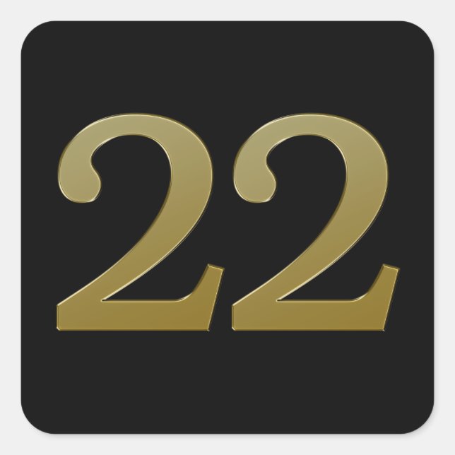 Nummer 22 Gold Square Sticker (Vorderseite)