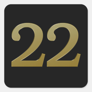 Nummer 22 Gold Square Sticker