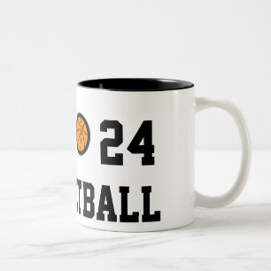 Nummer 24 Basketball-Tasse   personalisierbar Zweifarbige Tasse