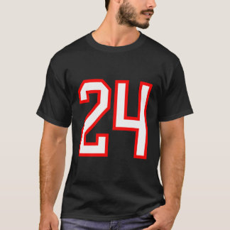 Nummer 24 White Red Sports Jersey Lucky Number 24 T-Shirt