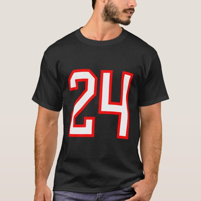 Nummer 24 White Red Sports Jersey Lucky Number 24 T-Shirt (Vorderseite)