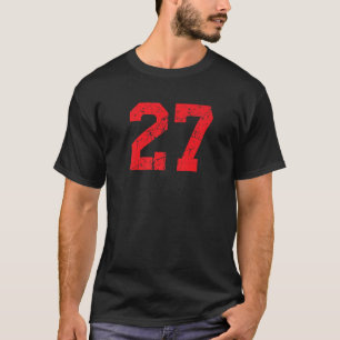 Nummer 27 Sports Jersey Red Distressed Vintag Lu T-Shirt
