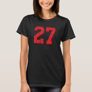 Nummer 27 Sports Jersey Red Distressed Vintag Lu T-Shirt
