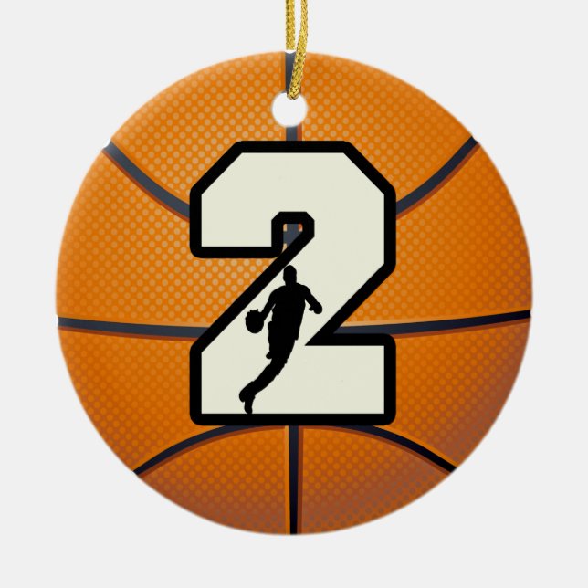 Nummer 2 Basketball Keramikornament (Vorne)