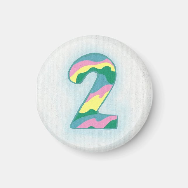 Nummer 2: blau rosa, gelb grün magnet (Vorne)
