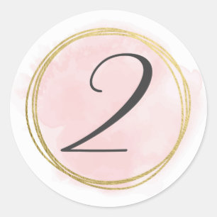 Nummer 2 Zwei Monogramm Rosa Farbe Gold Runder Aufkleber