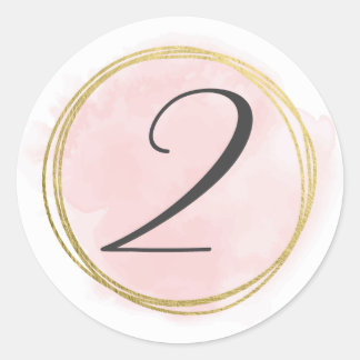 Nummer 2 Zwei Monogramm Rosa Farbe Gold Runder Aufkleber