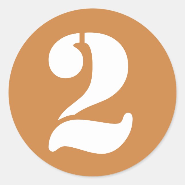 Nummer 2 Zwei Peru Gold Stencil Zahlen von Janz Runder Aufkleber (Vorderseite)