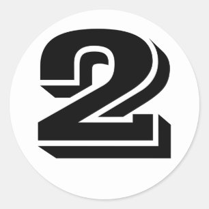 Nummer 2 Zwei Vineta-Nummern von Janz White Runder Aufkleber