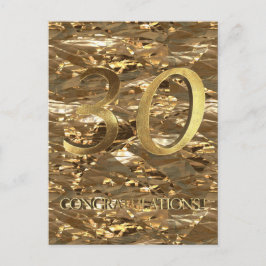 Nummer 30 30 Jubiläum Goldtypografie Postkarte