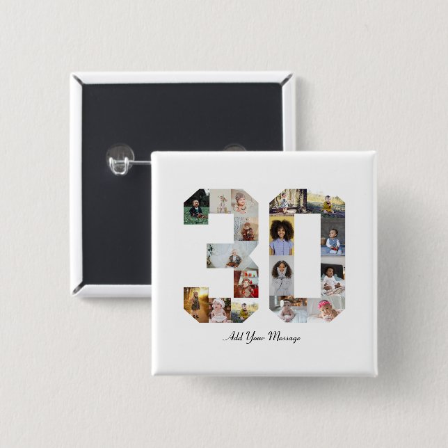 Nummer 30 FotoCollage Button (Vorne & Hinten)