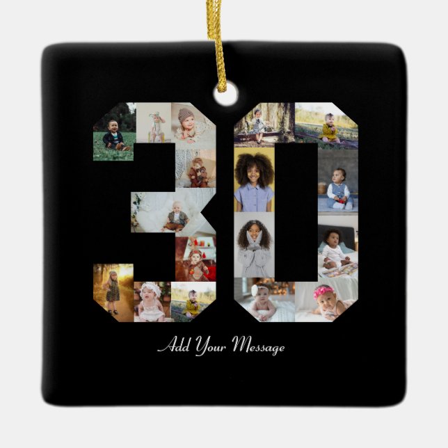 Nummer 30 FotoCollage Keramikornament (Vorderseite)