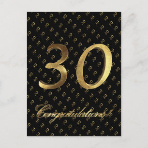 Nummer 30 Schwarzes Gold 30. Geburtstag Postkarte