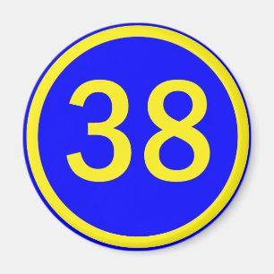 Nummer 38 in einem Kreis Magnet