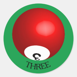 Nummer 3 Ball-Aufkleber Runder Aufkleber