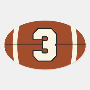 Nummer 3 Fußball-Sticker Ovaler Aufkleber