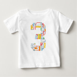 Nummer 3 Gebäude Tools 3 Jahre alt Baby T-shirt