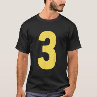 Nummer 3 groß und fett in gelb T-Shirt