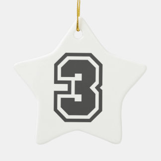Nummer 3 keramik ornament