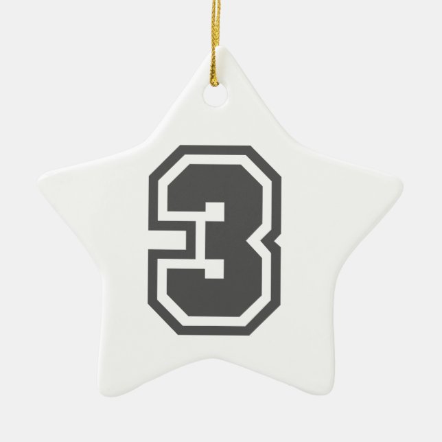 Nummer 3 keramik ornament (Vorne)