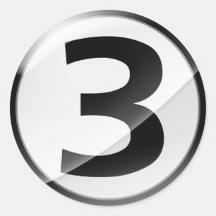 Nummer 3 Schwarzer Aufkleber