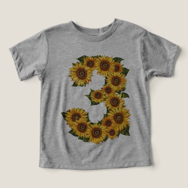 Nummer 3 Sonnenblumen Thema 3 Jahre Alte Kleine Mä (Design Vorderseite)