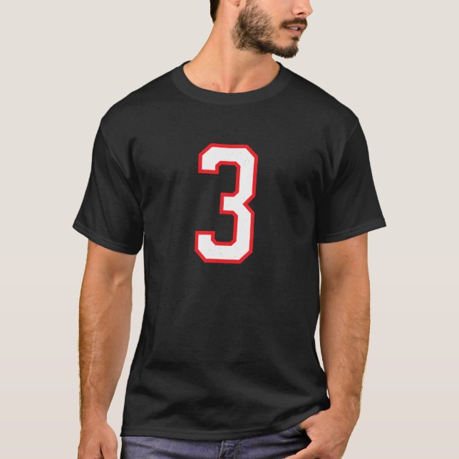 Nummer 3 Three Sports Jersey White Red Birthday Nu T-Shirt (Vorderseite)