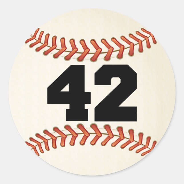 Nummer 42 Baseball Runder Aufkleber (Vorderseite)