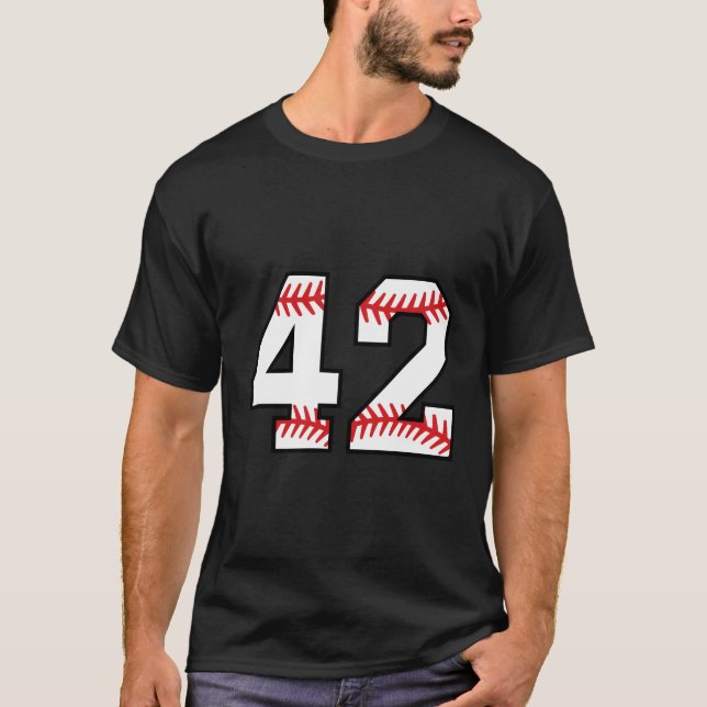 Nummer 42 Zweiundvierzig Baseball Lucky Favorite J T-Shirt (Vorderseite)