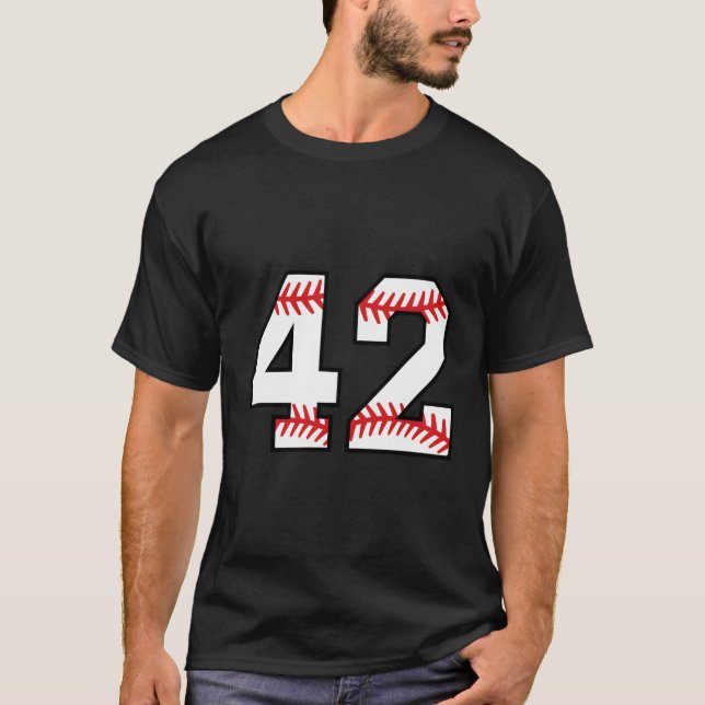 Nummer 42 Zweiundvierzig Baseball Lucky Favorite J T-Shirt (Vorderseite)