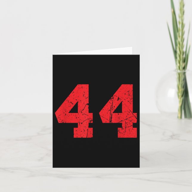 Nummer 44 Sport Red Distressed Number Karte (Vorderseite)