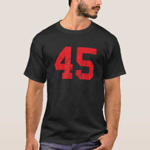 Nummer 45 Sports Jersey Red Distressed Vintag Luc T-Shirt