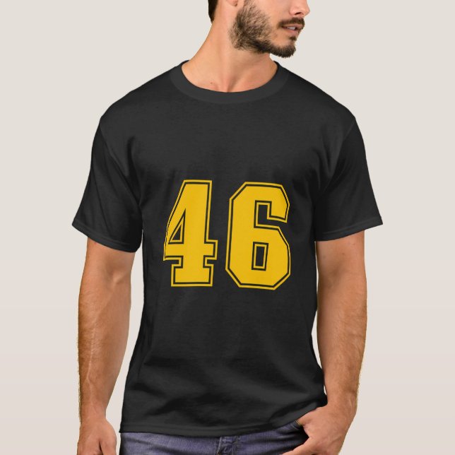 Nummer 46 Gelber Sportfan Jersey T-Shirt (Vorderseite)