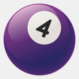 NUMMER 4 BILLIARDS BALL RUNDER AUFKLEBER
