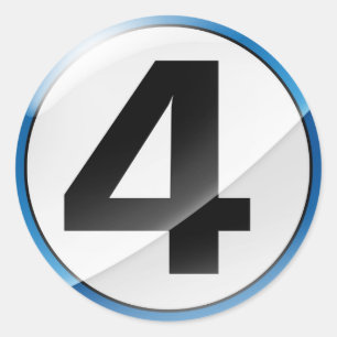 Nummer 4 blaue Aufkleber