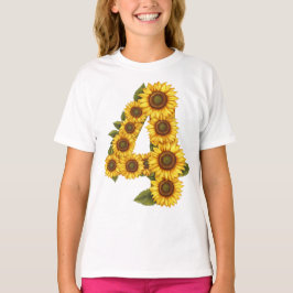 Nummer 4 Sonnenblumen Thema 4 Jahre Alte Kinder Mä T-Shirt