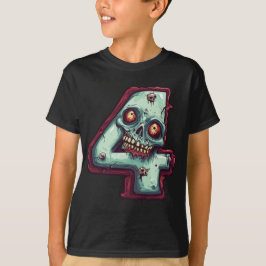 Nummer 4 Zombie Halloween Thema 4 Jahre alte Kinde T-Shirt
