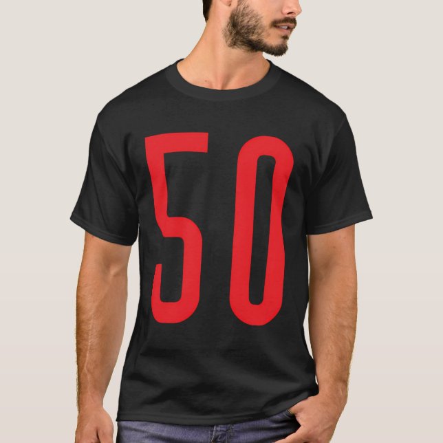 Nummer 50 Red Sports Fan Jersey T-Shirt (Vorderseite)