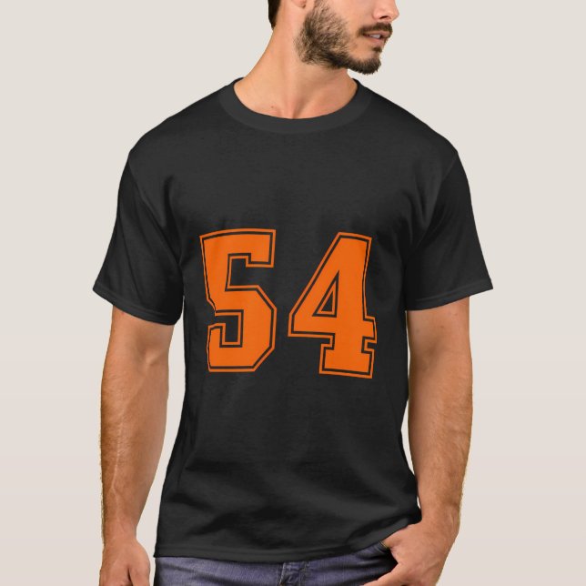 Nummer 54 Orange Sports Jersey Glückszahl T-Shirt (Vorderseite)