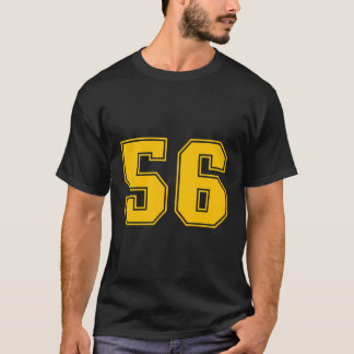 Nummer 56 Gelber Sportfan Jersey T-Shirt