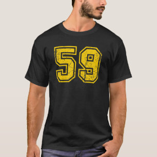 Nummer 59 Sports Jersey Uniform Fan Athlete Gelb T-Shirt