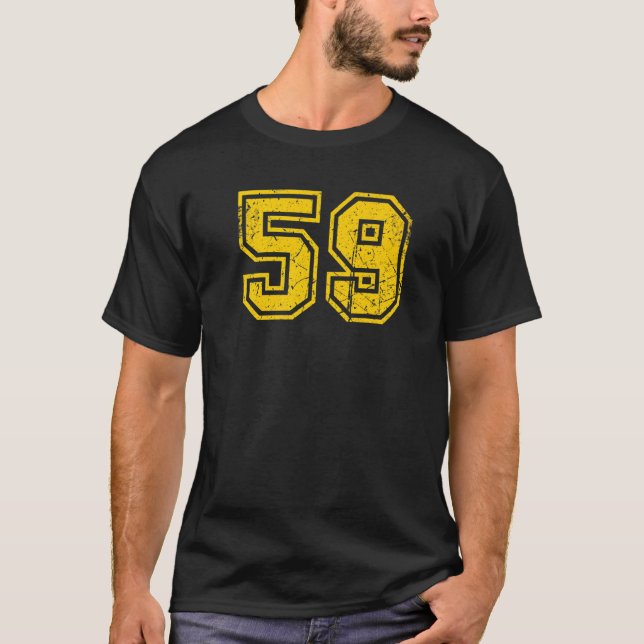 Nummer 59 Sports Jersey Uniform Fan Athlete Gelb T-Shirt (Vorderseite)