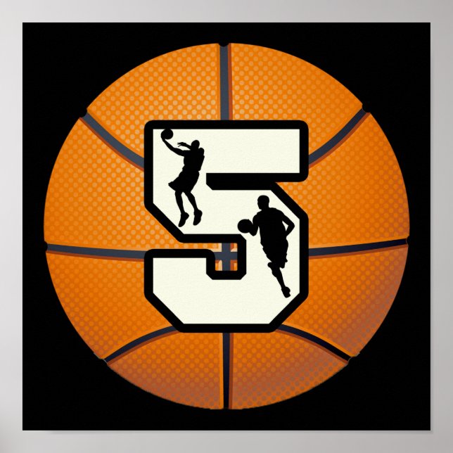 Nummer 5 Basketball und Spieler Poster (Vorne)
