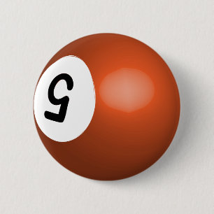 Nummer 5 Orange Pool Ball Button