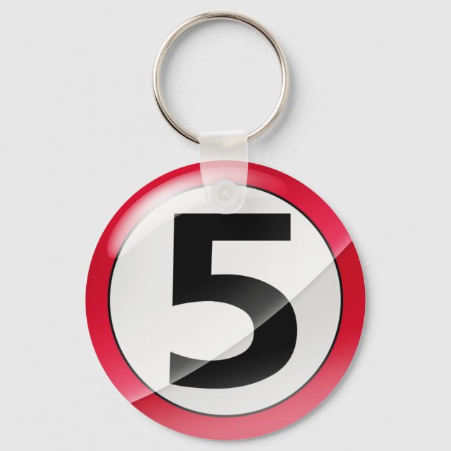 Nummer 5 rote Schlüsselkette Schlüsselanhänger (Vorderseite)