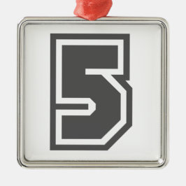 Nummer 5 silbernes ornament