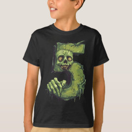 Nummer 5 Zombie Halloween Thema 5 Jahre alte Kinde T-Shirt