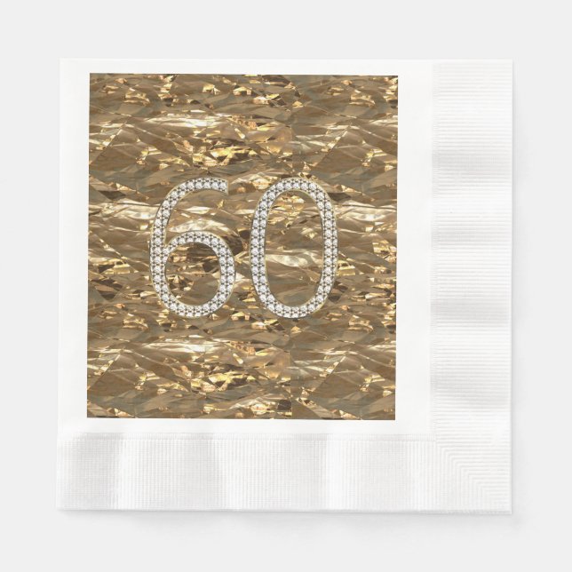 Nummer 60 Diamond Wedding Anniversary Gold Chic Serviette (Vorderseite)